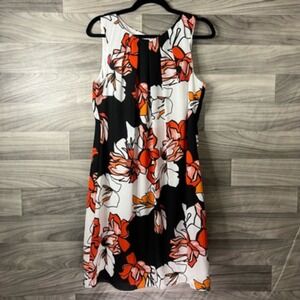 Worthington Womens Sheath Dress Multicolor Floral Knee Length Zipper Classic 12